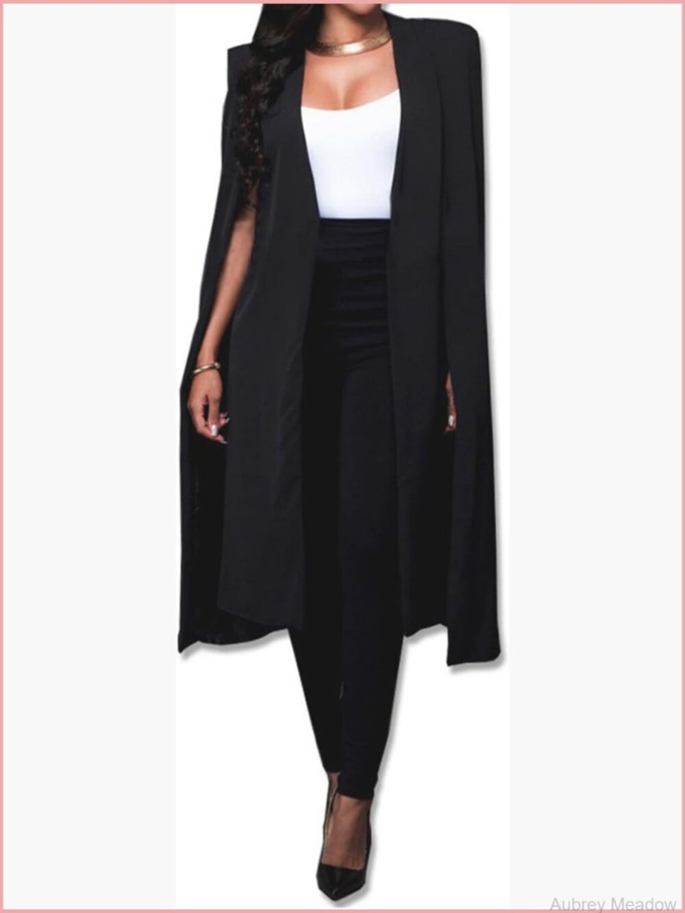 Long Open Slit Sleeve Cloak Capes Jacket Open Front Blazer Cape Coat Plus Size